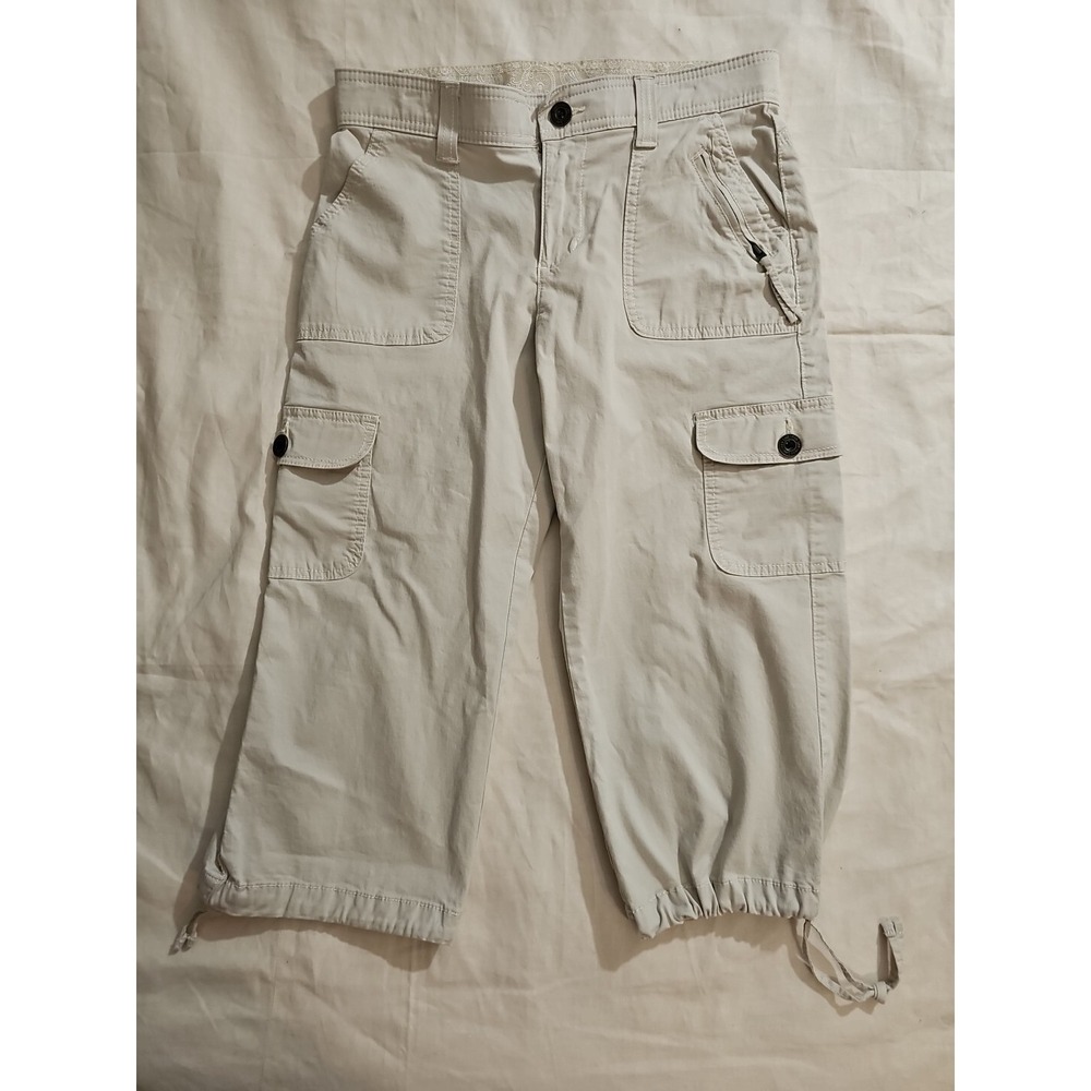 Lee Relaxed Fit Comfort‎ Mid-Rise Waist Cargo Capris  Women's 4 Beige